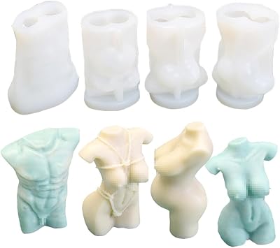 4PCS Human Body Shape Resin Molds 3D Sexy Male and Female Model Decoration Silicone Mold DIY Soap Candle Craft Cake Mould Home Decoration