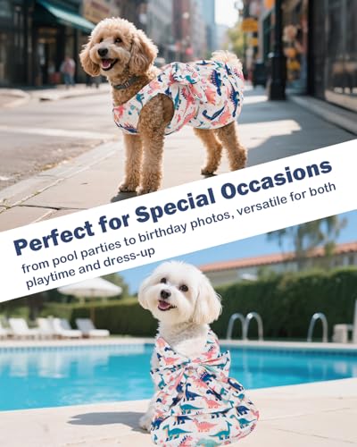 Image of CuteBone UPF50+ Dog Dresses for Small Dogs, Summer Sleeveless Deep V-Back Pet Dress with Big Bow, Breathable Swimwear Fabric, Cooling Stretchy Puppy Clothes for Outdoor Wedding Party Beach DV08XS