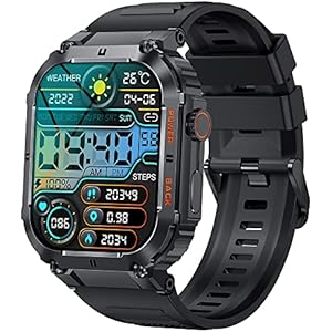 GaWear Reloj Inteligente Hombre con Llamadas y Whatsapp,1.96" smartwatch con Llamadas Pulsómetro Presión Arterial,Monito de Sueño,Podómetro Pulsera Reloj Android iOS(Negro)