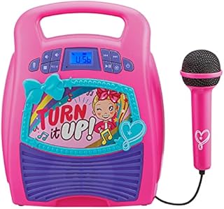 eKids JoJo Siwa Bluetooth Karaoke Machine, Portable Bluetooth Party Speaker with Microphone for Kids, Speaker with USB Port to Play Music