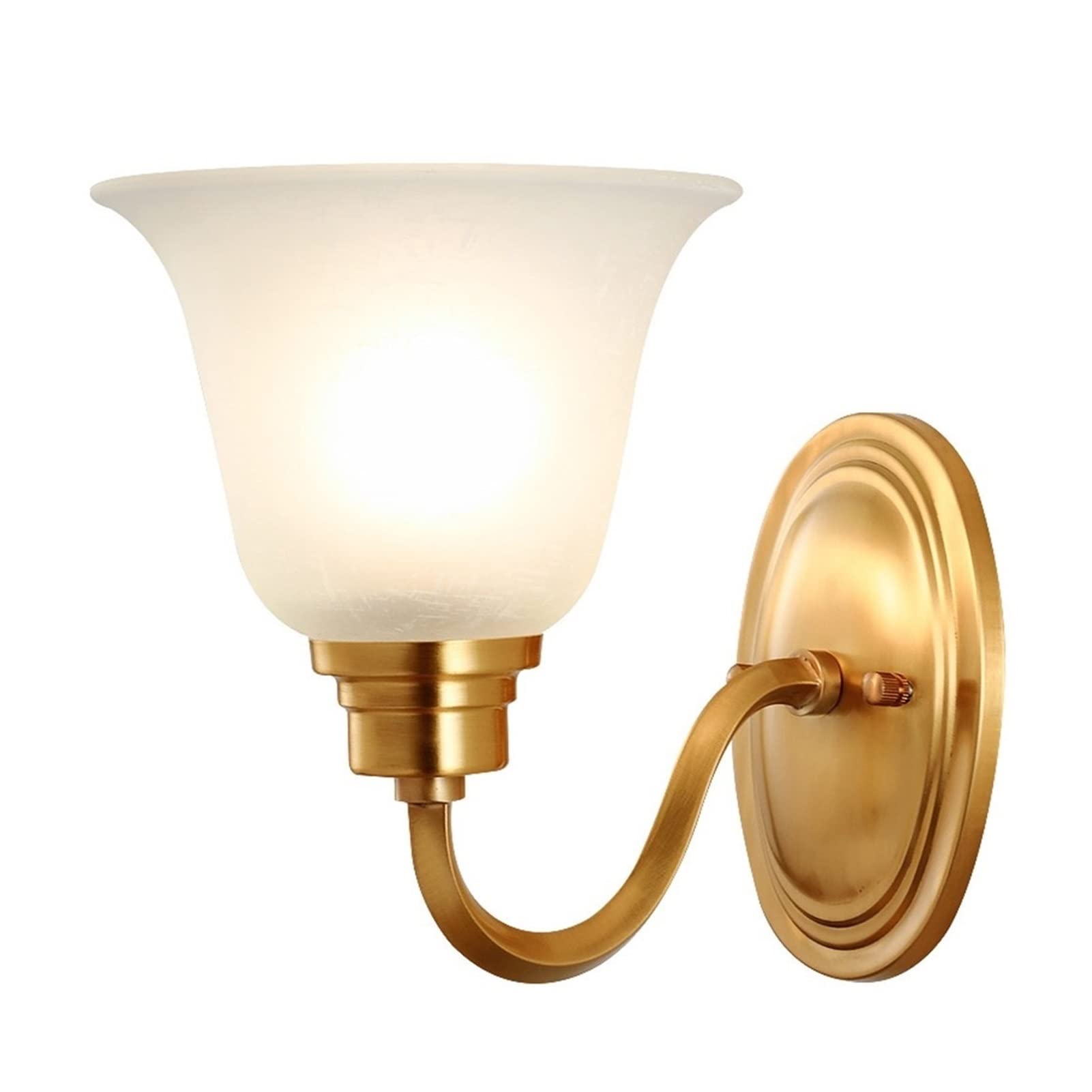 HXYSXHJUO Wall Mounted Light French Style Retro Copper Lamp All Brass Bedroom Bedside Living Room Sconce Corridor Milky Glass Restaurant Si
