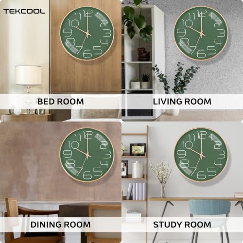 Image of TEKCOOL Plastic Digital Wall Clock 12 inch Silent Quartz Decorative Non-Ticking Classic Clock Battery Operated Round Easy to Read for Room /Home /Kitchen /Bedroom /Office /School-(Mehendi Rosegold)'