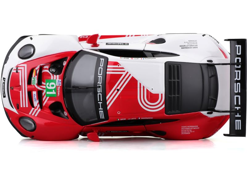 Image of Bburago - 1 /24 Scale Model Compatible with Porsche 911 RSR LM Replica Sports Car Model 2020 (Red)