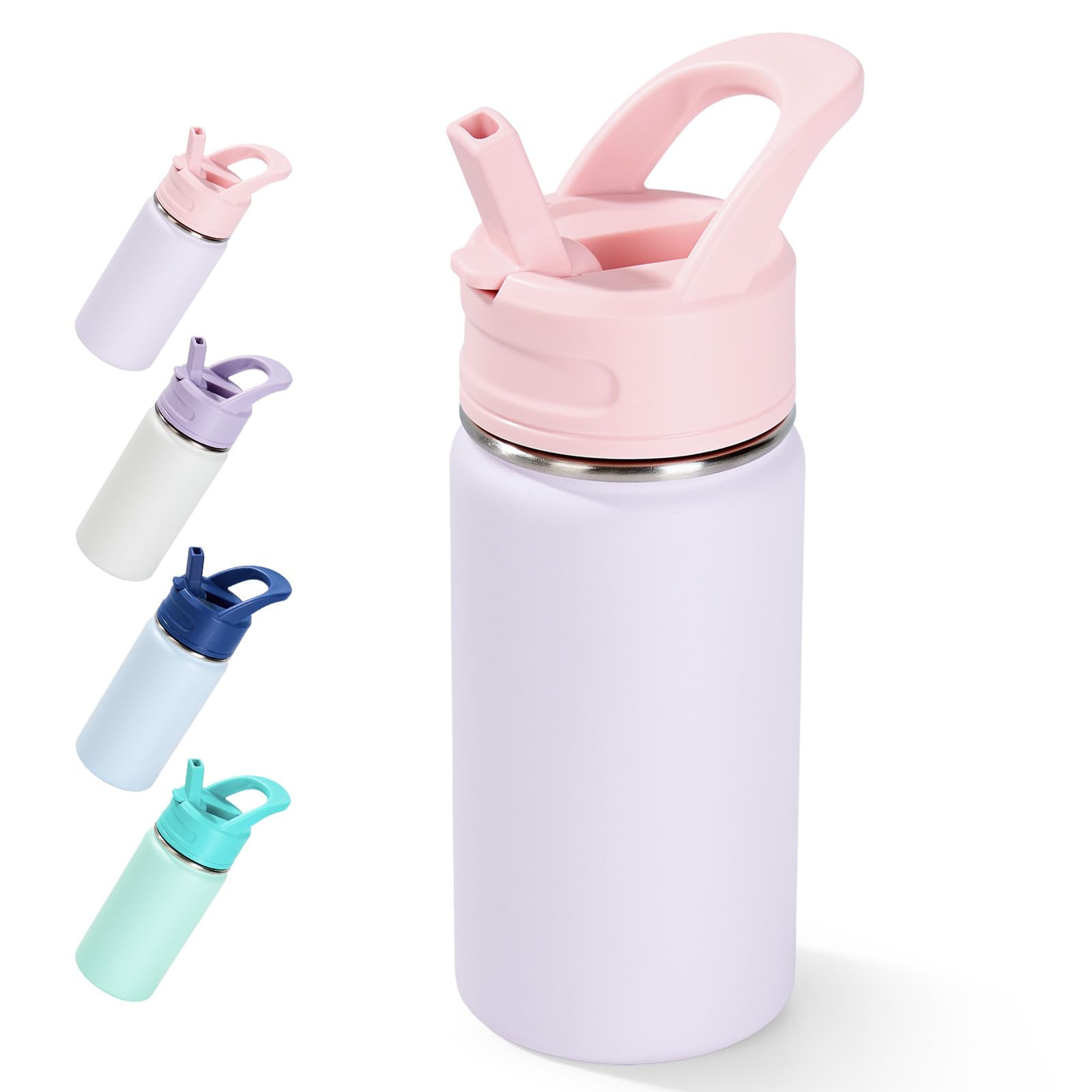 Fijinhom Kids Water Bottle for School, 360ml/12oz, Toddler Water Bottles with Straws, Stainless Steel Vacuum Insulated Water Bottles for Boys&Girls, Leak-Proof, BPA-Free,Luck