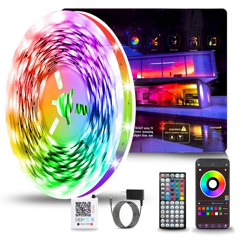 Image of NBBUFF Led Lights for Bedroom 65.6FT (1 Roll), RGB LED Strip Lights with Music Sync Color Changing Effects, Remote & App Controlled Led Lights for Room and Party, Long LEDs for Bedroom