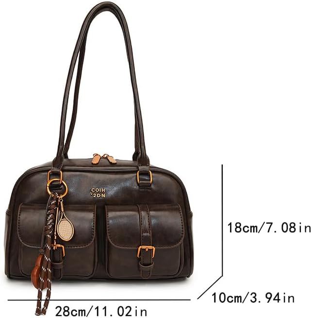Shoulder Bags for Women Y2k Hobo Tote Handbag Vintage Top Handle Bag PU Leather Shoulder Bag - Image 6