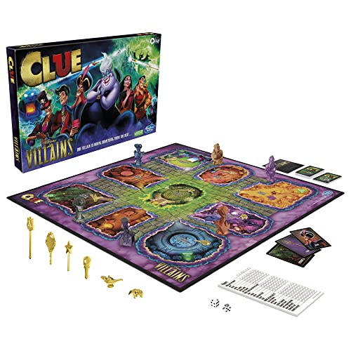 Clue: Disney Villains Edition, Brettspiel für Kinder ab 8 Jahren, Spiel für 2 bis 6 Spieler, lustiges Familienspiel für Disney-Fans – Bild 4