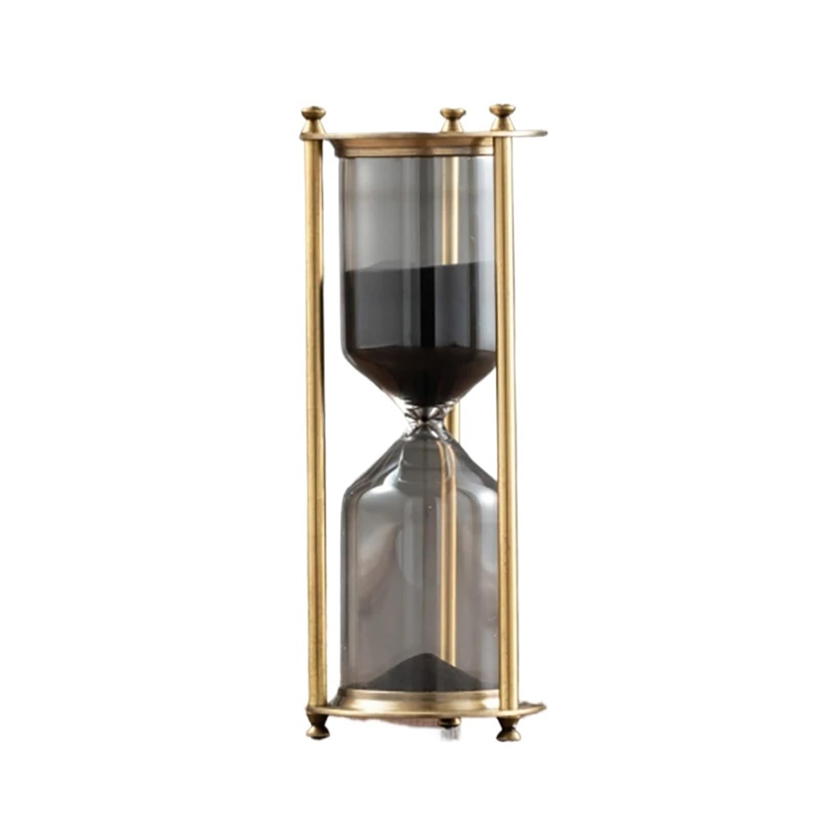Empty Hourglass, Hourglass Sand Timer Metal Multicolor 15-60 Min(Black Sand,30min)
