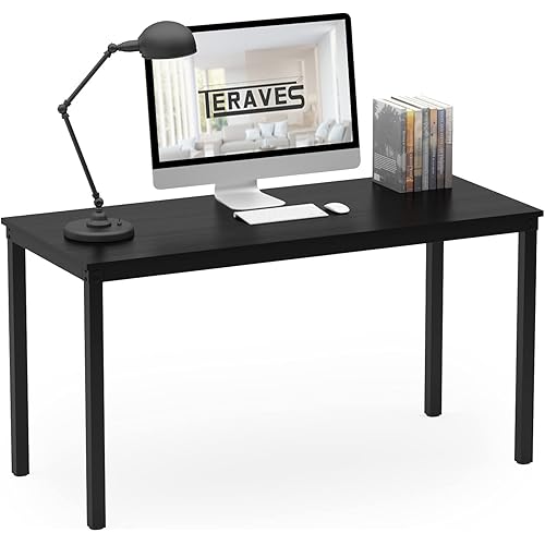Teraves Computer Desk/Dining Table Office Desk Sturdy Writing Workstation for Home Office(39.37“, Black)