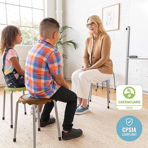 Image of ECR4Kids Daisy Stackable Stool with Glides Seating Set, Flexible Seating, Earthtone, 8-Piece