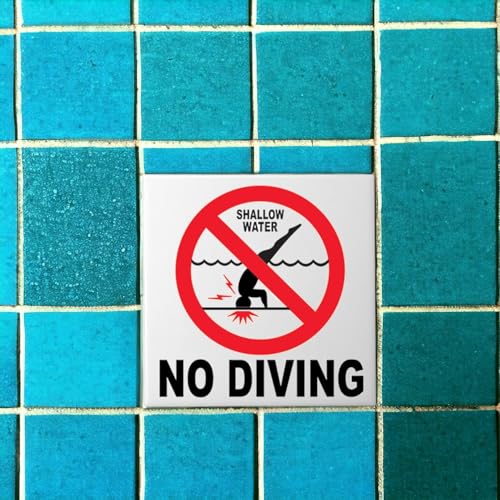 Cartel de seguridad para piscina cerámica 5.8x5.8 pulgadas miniatura 3