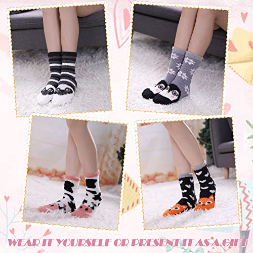 Dyw 6 Pairs Fuzzy Socks For Womens Plush Microfiber Soft Fluffy Slipper Socks Winter Warm Cozy Home Sleeping Socks (6 Pairs Animal) #TOP1