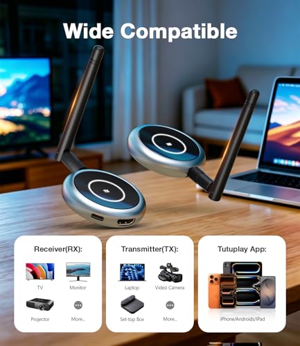 Miniatura 7 de Transmisor Hdmi Inalámbrico, Aimibo Wireless Hdmi - Hasta 4 Receptores, Transmisión De Video 1080p 60hz De 165 Ft 50 M Para Laptop, Cámara, Dvd, Caja De Cable A Múltiples Tvs, Monitor, Proyector