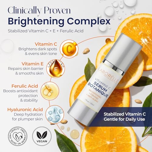 Image of Vitamin C Serum for Face with Vitamin E & Ferulic Acid - Dark Spot Corrector & Brightening Serum with Plant Stem Cell Extract & Hyaluronic Acid, Gentle for Sensitive Skin (1 fl oz)