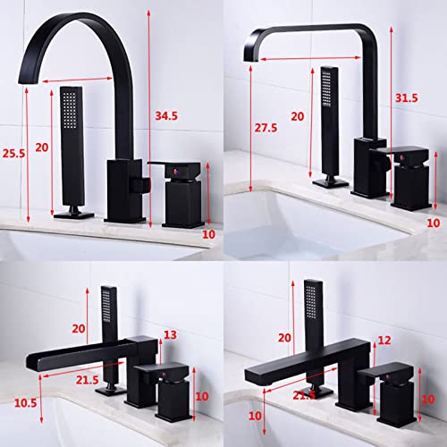 Robinet de baignoire cascade noir 3 trous mitigeur bain douche chic - 2