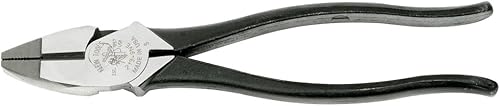 Klein Tools 213-9NE Alicates de corte lateral de alto apalancamiento con mandíbulas moleteadas, fabricados en EE. UU., Cuchillos endurecidos por
