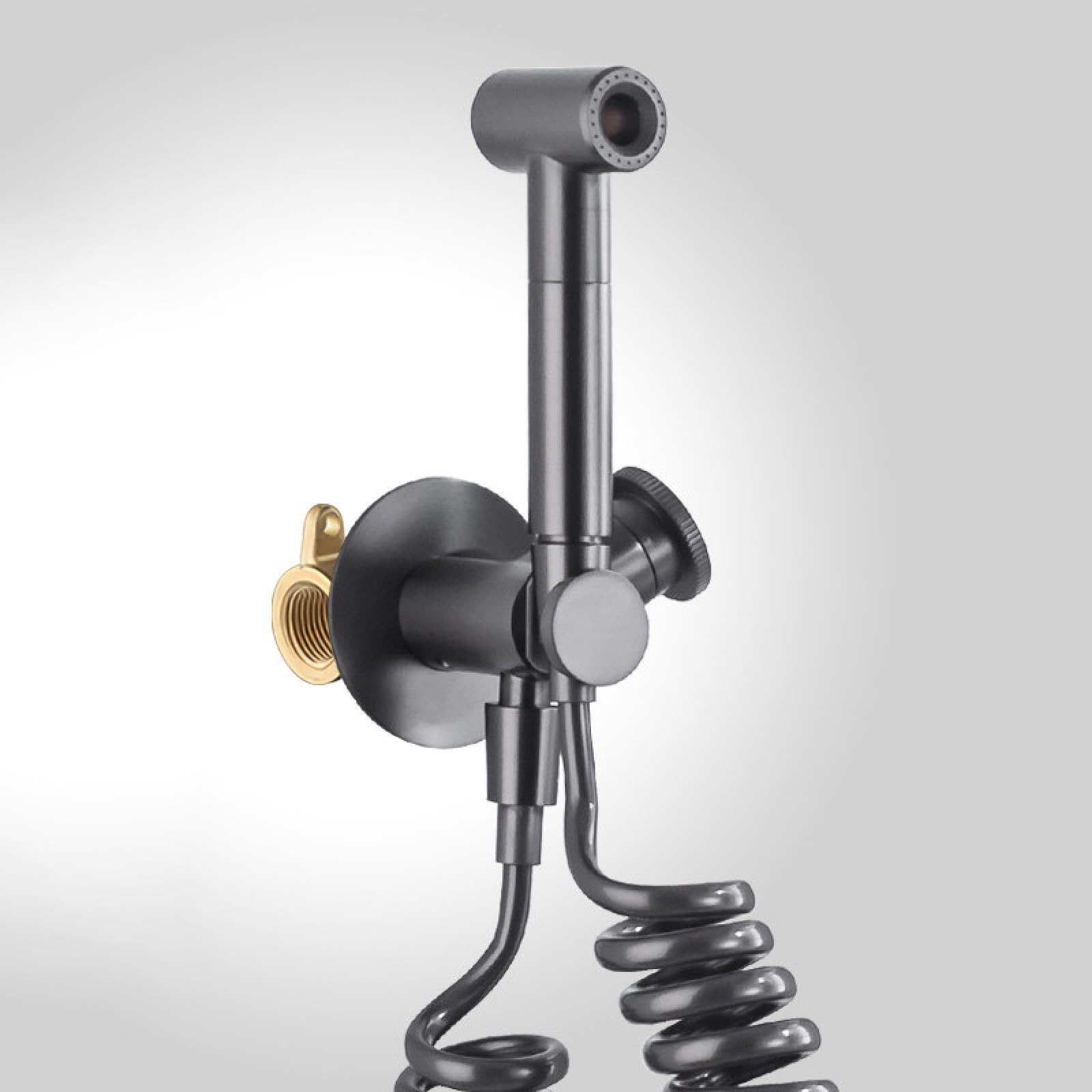 Grifo WC Higienico Kit De Rociador De Inodoro Latón Montado En La Pared con Válvula Mezcladora Agua Caliente Y Fría para Baño,Gris Pistola