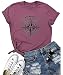 Not All Who Wander are Lost Women Shirt Compass Graphic Travel T Shirts Summer Casual Tops(Purple S)