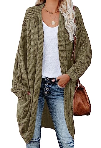 ZoeAce Womens Open Front Knit Cardigan Long Batwing Sleeve Oversi...