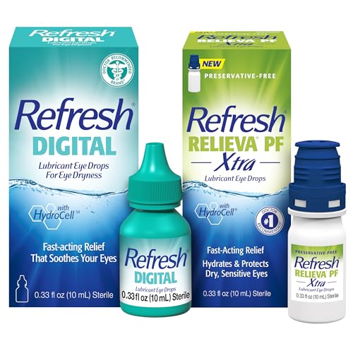 Image of Bundle of Refresh RELIEVA Xtra Preservative-Free Tears Lubricant Eye Drops, 0.33 fl oz (10 mL) + Refresh Digital Lubricant Eye Drops, 0.33 Fl Oz (Pack of 1)