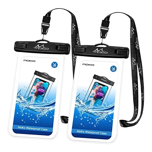 MoKo Waterproof Phone Pouch 2Pack, Underwater Phone Case Dry Bag with Lanyard Compatible with iPhone 14 13 12 11 Pro Max X/Xr/Xs Max/SE 3, Samsung S21/S10/S9, Note 10/9/8, Black+Black