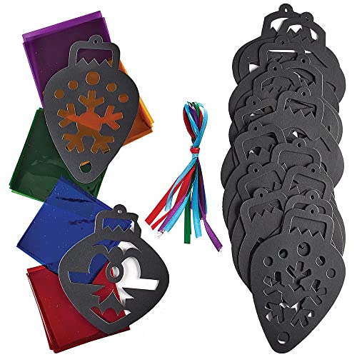 Baker Ross FX377 Christbaumschmuck Buntglas Dekoration Set - 8er Pack, Weihnachtsbaumschmuck Dekoration mit Buntglas Effekt zum Basteln und Dekorieren für Kinder