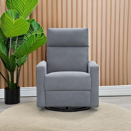 Nurture& The Glider Plus - Premium Nursery Power Recliner | Swivel Chair with Adjustable Head Support and Adjustable Lumbar Support | Built-in USB - The Ultimate Comfort for Nursing, Relaxing (Gray) Grey image 2 of 10 B0C2W59LPV