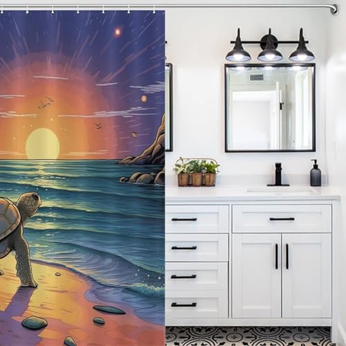 Rideau douche tortue 140x183cm imperméable lavable