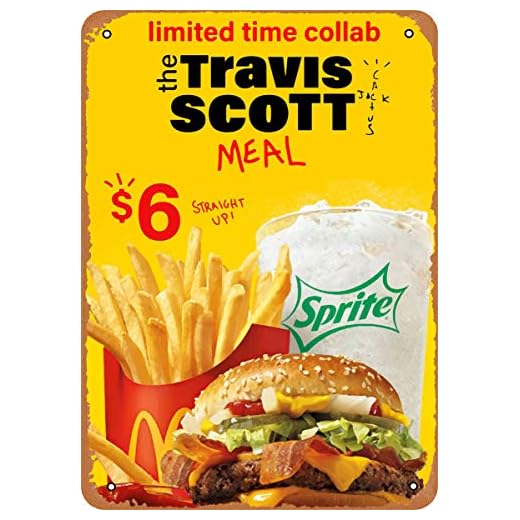 EICOCO Travis Scott The Travis Scott Meal Plaque Poster Metal Tin Sign 8" x 12" Vintage Retro Wall Decor