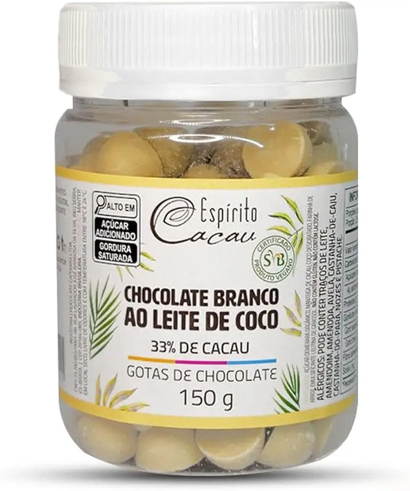 Gotas de Chocolate Branco 33% Cacau ao Leite de Coco - 150g