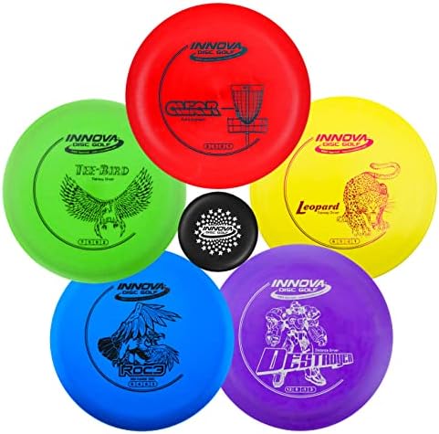 Innova Disc Golf Starter Set – Colors May Vary 160-180g – Disc Golf Putter, Disc Golf Driver, Mid-Range, Driver PDGA Approved Disc Golf Set, Frisbee Golf Disc Set, Dx Aviar, DX Destroyer, DX Plastic