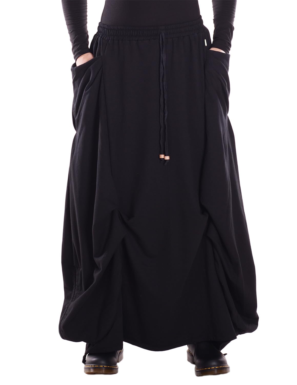 Vishes Alternative Bekleidung - Damen Maxi-Rock XXXL Baumwolle asymmetrisch Langer Warmer Rock im Lagenlook mit Taschen