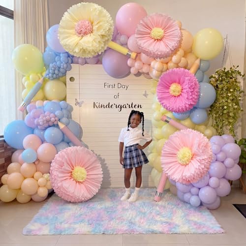 Image of Chunful 5 Pcs 30'' 24'' Pink Giant Tissue Paper Flowers for Wall Boho Large Hanging Tissue Crepe Flowers Paper Pom Poms Decor for Wedding Bridal Shower Baby Shower Tea Party Nursery Birthday Decor