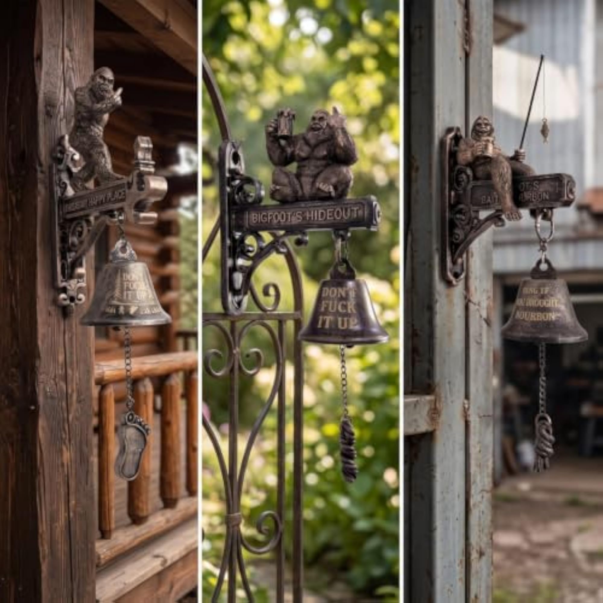 Rustic Bigfoot Wall Bell with Bracket
