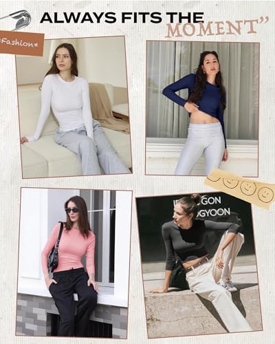GAYHAY Long Sleeve Shirts for Women Basic Crop Tops Teens Crew Neck Tight Underscrub Clothes Workout Fall Trendy 2025