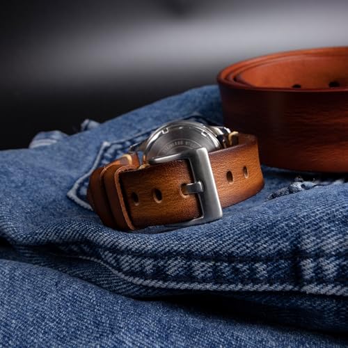 Image of Retro Handmade Watch Band, Quick Release Vintage Leather Watch Strap Replacement,Choice of Width-18mm 20mm 22mm 24mm or 26mm