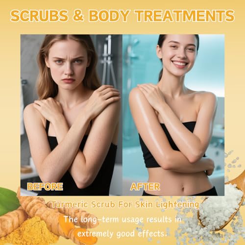 Turmeric Body Scrub - Natural Exfoliating Body Scrub with Shea Butter & Dead Sea Salt, Gentle Moisturizing Body Polish for Smooth & Glowing Beauty Skin, Vegan & Organic Body Care for Women & Men - Image 6