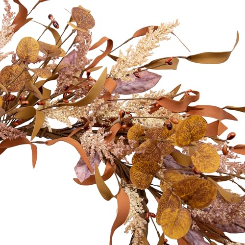 Vgia 18 Inch Fall Wreath For Front Door Autumn Door Wreath Fall Decorations With Artificial Fall Grass Fall Leaves Wreath For Autumn Harvest Thanksgiving Home Decor thumb #2