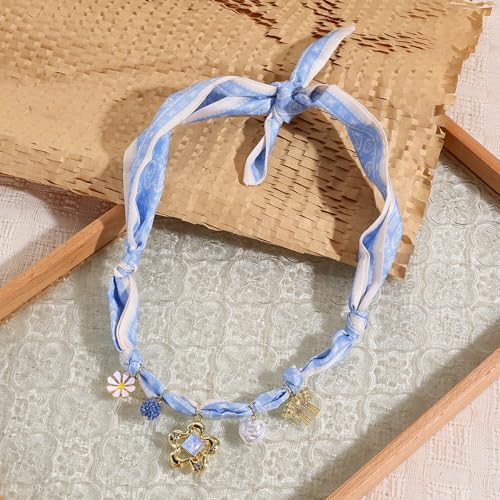 Bandana Charm Necklace for Women Scarf Necklaces With Charms Pendant Choker Necklaces Jewelry2