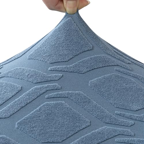 Image of SearchI Dining Bench Cover, Stretch Washable Long Bench Seat Covers, Rectangle Dining Table Bench Slipover for Dining Room, Living Room, Kitchen(Hexagon Jacquard Blue)