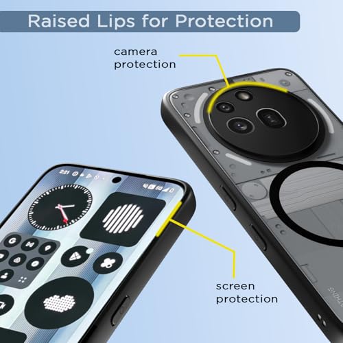 Image of Amazon Basics Back Cover for Nothing Phone 3a Pro 5G Compatible with MagSafe | Shockproof Design | Hard Transparent Back Case (Black)