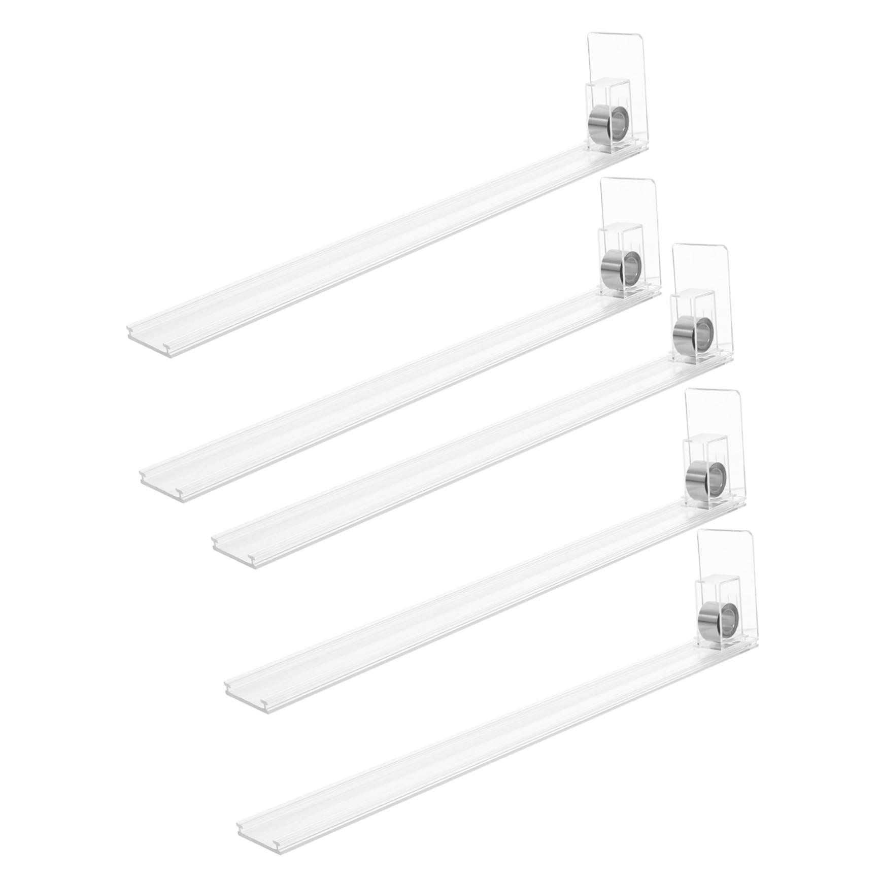 Organisateur De Canettes Transparent 340-350 Mm, Lot De 5, Poussoir Automatique En Plastique Pour Étagère Réfrigérée – Distributeur à Ressort Pour Boissons Et Sodas En Magasin