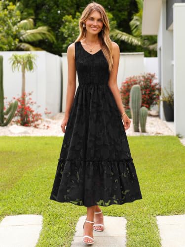 Image of Simplee Womens Semi Formal Dresses for Wedding Guest Floral Lace Midi Dress