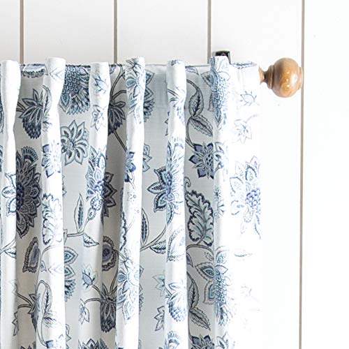 Martha Stewart Jakarta Rod Pocket/Back Tab Window Curtain Panel Pair, 84", Indigo #TOP1