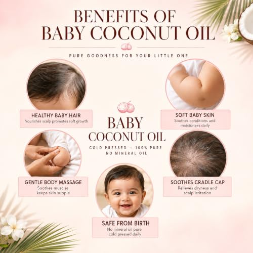 Image of Coco Crush Virgin Coconut Baby Oil | Natural Massage & Hair Care Oil for Babies | Cold Pressed | Gentle Body & Scalp Care | 2 * 500ML(1000ML)