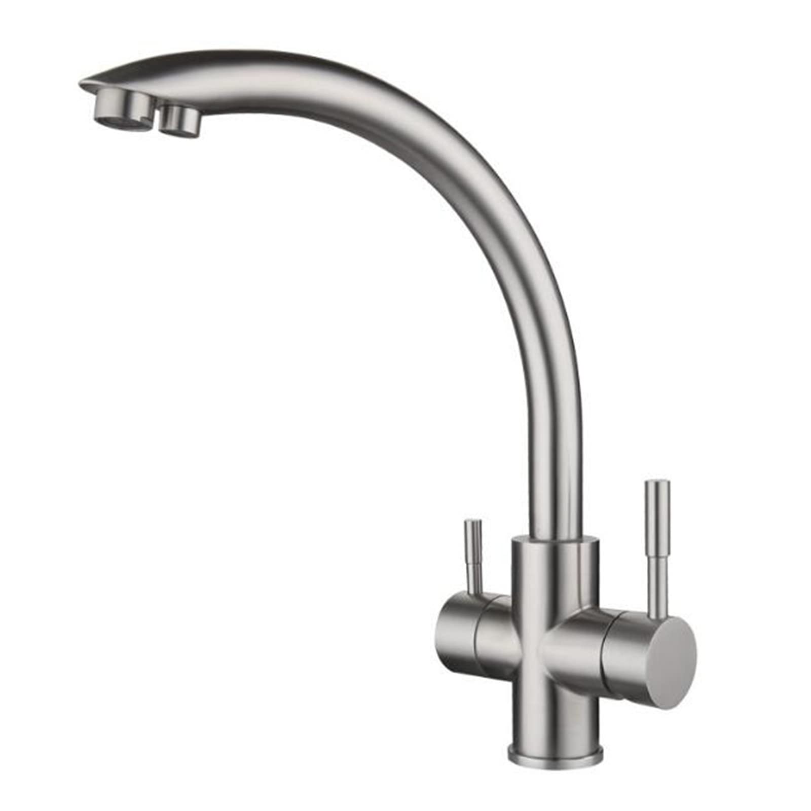 Mitigeur évier eau purifiée robinet cuisine 3 voies inox brossé eau chaude froide