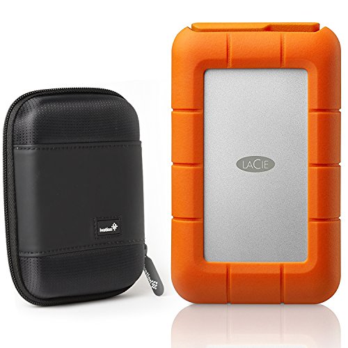 LaCie Rugged Thunderbolt USB-C 5TB Portable Hard Drive STFS5000800 and Ivation Compact Portable Hard Drive Case (Large)