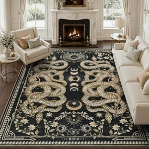 DCX Abstract Washable 9x12 Rug, Non Slip Low Pile Rug, Gray | Rugs for living room, bedroom, dining room, office, soft, mid century modern rug, sain resistant indoor carpet, home decor