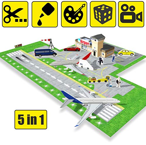 Paper City Airport Educational Toys for Kids - Creativity Kit (Cut, Glue, Color, Play, Create Your Own Cartoon) - 3D Puzzles for Kids Ages 4-8 for Boys & Girls