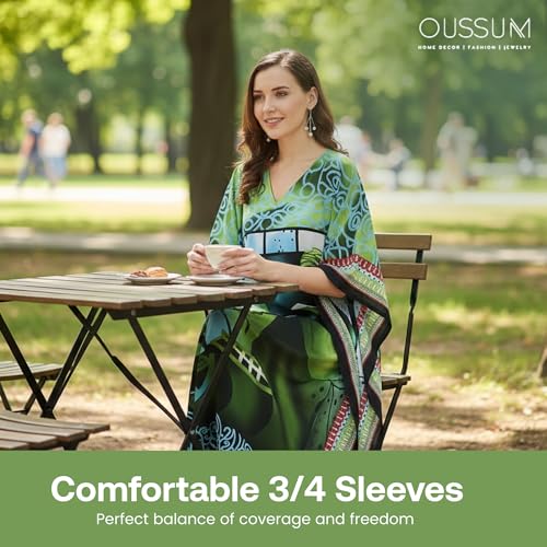 Image of Oussum Women Long Maxi Plus Size Polyester Kaftan Gown, Womens Kaftan Dresses Lounge Resort Wear, Plus Size Kaftan